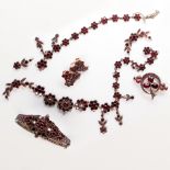 A group of Bohemian garnet and gold filled jewelry