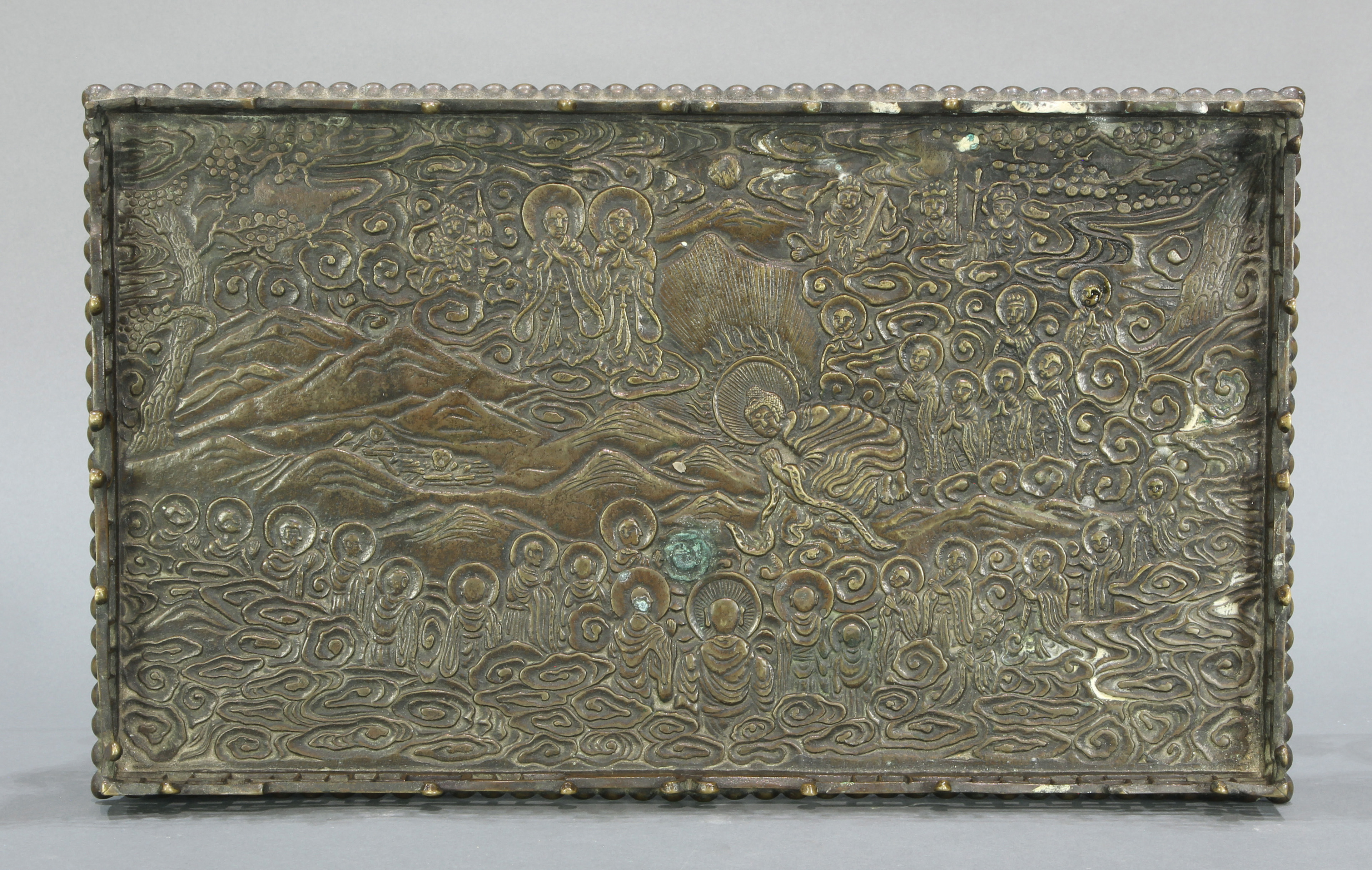 Chinese bronze tray on stand