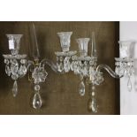 A pair of continental crystal two light candelabra
