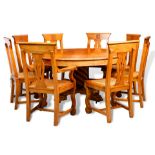 (lot of 9) A Hawaiian Koa wood table with (8) chairs, 19th century