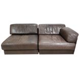 A Desede two piece brown leather sectional sofa