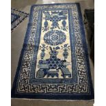 Chinese Ningxia blue & white 100 antique rug