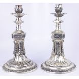 Neoclassical style plated pair candlesticks