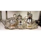 (lot of 5) Victorian electroplate hot beverage service