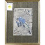 Japanese School, framed print, Samurai and a Boar