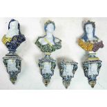 (lot of 4) A group of Samson tin glazed earthenware busts of the Four Seasons circa 1880