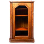 A Victorian diminutive rosewood marquetry decorated vitrine