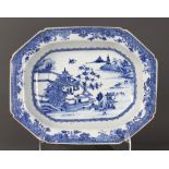 A large Chinese Export Canton blue and white platter