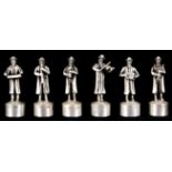 A (lot of 6) Russian .84 silver Jewish Orchestra form bottle stoppers