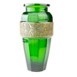 A Moser style emerald green glass vase