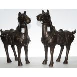 (lot of 2) Tang style bronze figures of horses