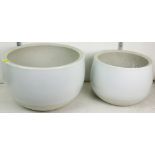 (lot of 2) Contemporary white glazed ceramic planters