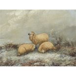 Painting, Winter Scene with Three Sheep