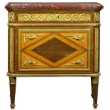 A Louis XVI style gilt bronze mounted and kingwood commode