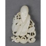 A Chinese white jade immortal plaque