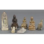 (lot of 7) Miniature Asian bronze religious figures