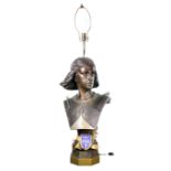 A French style figural lamp of Joan of Arc
