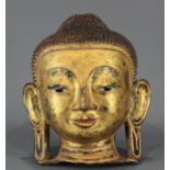 Large Thai gilt lacquered buddha head