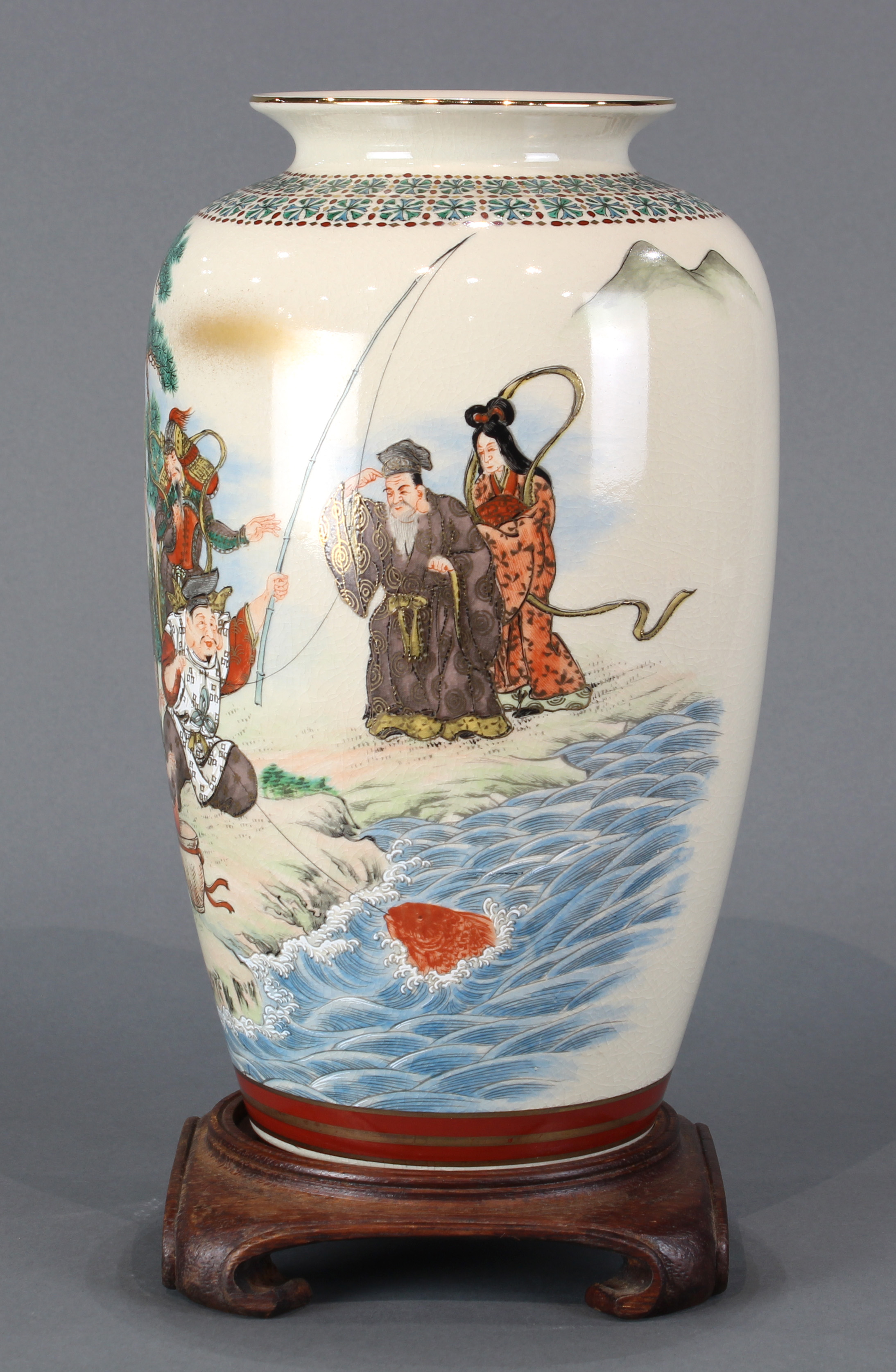 Satsuma vase decorated with Immortals - Image 3 of 8