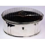 An Art Deco engine turned sterling dresser or jewelry box by The McChesney Co.