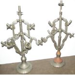 A pair of industrial age adjustable candelabra