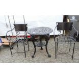 (lot of 3) Patio black painted metal patio furniture group