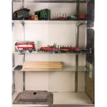 Lot of 4 shelves mostly LGB models, track, cars, etc