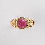 A pink tourmaline and eighteen karat gold ring