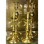 (lot of 4) Two pairs of brass candlesticks