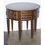 Regency style leather mounted drum table