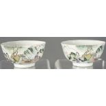 A pair of Chinese Famille Rose figural bowls