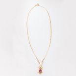 A ruby, diamond and eighteen karat gold necklace