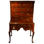 A New England Queen Anne Transitional Tiger Maple highboy