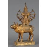 A Thai gilt bronze figure of Durga