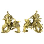 Pair of French Louis XV style gilt chenets