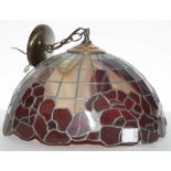 Slag glass pendant light fixture