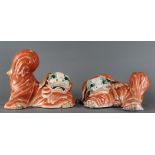 A pair Chinese iron red porcelain fu dogs
