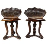 a pair of Venetian hand carved grotto chairs