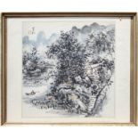 After Huang Bin Hong, Riverscape ptg, framed