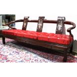 A Chinese mother of pearl inlaid rosewood sofa