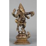 Indian bronze figure of Ganesha & Southeast Asian Buddha head