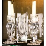 (lot of 5) Kosta Boda crystal square vase with a twist