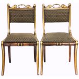 A pair of Empire rosewood and partial gilt salon chairs