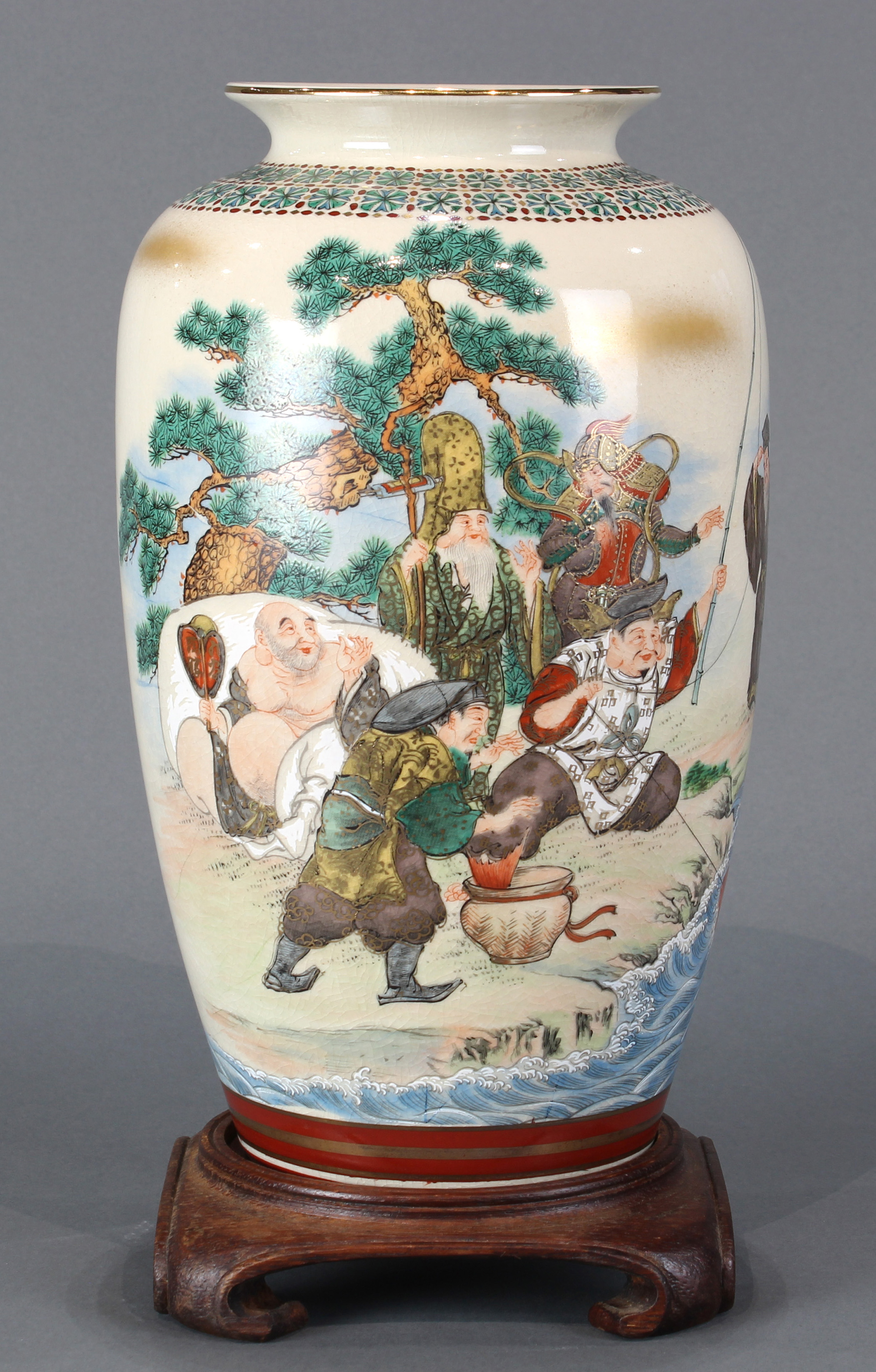 Satsuma vase decorated with Immortals - Image 2 of 8