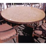 Outdoor dining table having a mosaic top