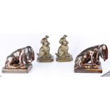 (lot of 4) Rookwood figural bookends of dogs
