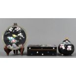A (set of 3) Japanese Ando cloisonne table articles