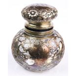 Art Nouveau sterling mounted crystal inkwell