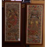 (lot of 2) Balinese style framed figural scenes