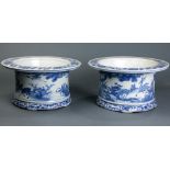 A pair of Chinese blue and white jardinieres